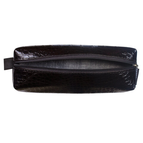 Пенал-косметичка BRAUBERG «Ultra black», «крокодиловая кожа», 20×6×4 см