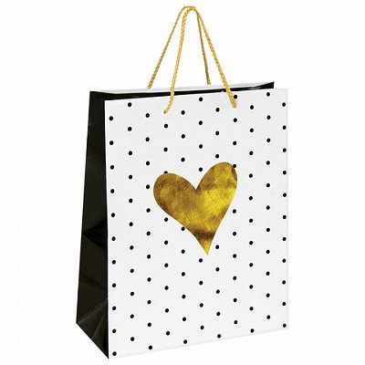 Пакет подарочный 26×12.7×32.4 см, ЗОЛОТАЯ СКАЗКА «Золотое сердце», ламинированный