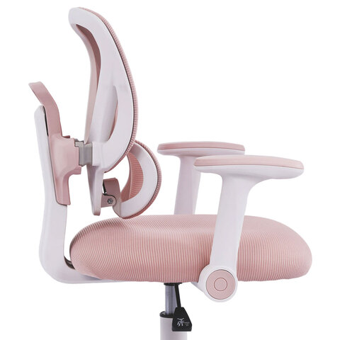 Кресло детское с подставкой для ног BRABIX KIDS «MG-220», сетка/ткань TW, розовое