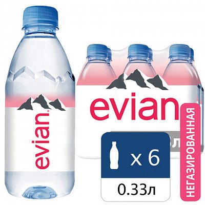 Вода негазированная минеральная EVIAN, 0.33 л, пластиковая бутылка