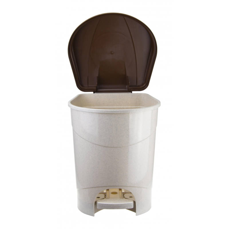 Ведро мусорное с педалью 19л пластиковое, бежевый мрамор