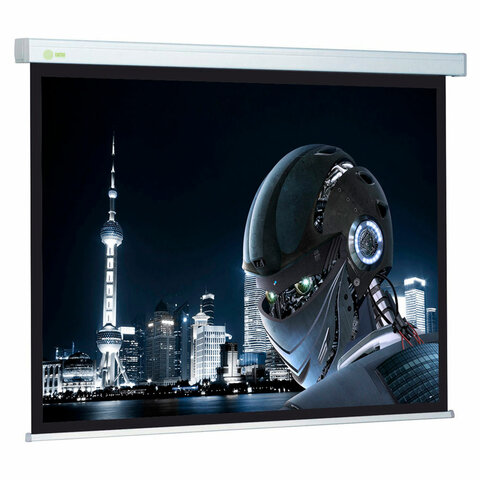 превью Экран Cactus Wallscreen CS-PSW-127X127, 127×127 см, 1:1, настенно-потолочный, белый
