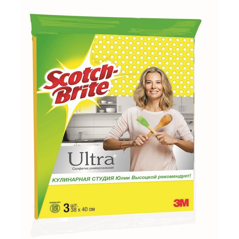 превью Салфетки Scotch-Brite ULTRA вискоза 140 г/м 38×40 см 3 шт/уп