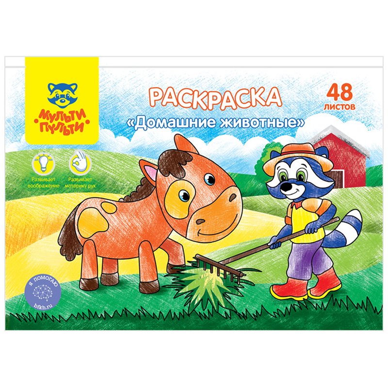 превью Раскраска А5, Мульти-Пульти «Домашние животные», 48л., в папке