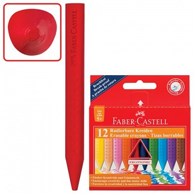 Мелки пластиковые FABER-CASTELL «Grip», 12 цветов, трехгранные, картонная упаковка, подвес