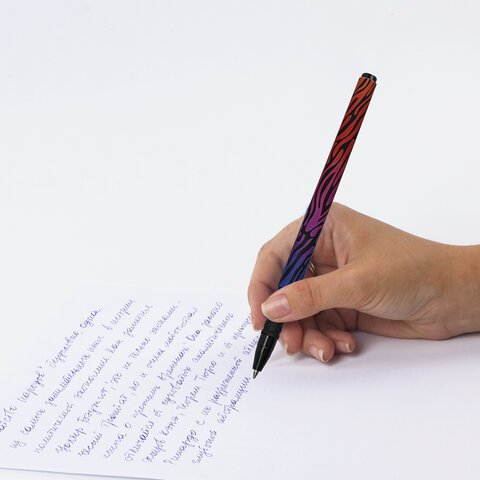 Ручка шариковая BRAUBERG SOFT TOUCH GRIP «NEON ZEBRA», СИНЯЯ, мягкое покрытие, узел 0.7 мм