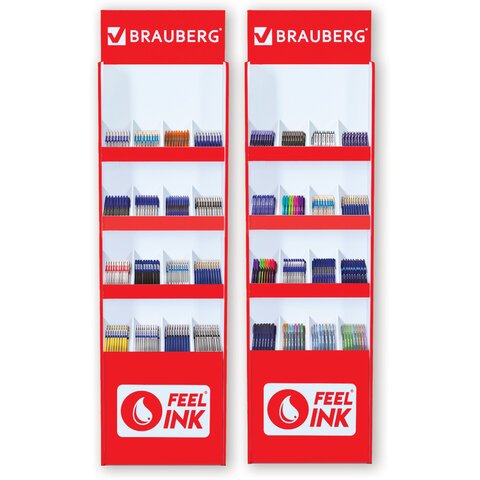 Стойка под письменные принадлежности усиленная BRAUBERG, 180×50х30 см, 4 полки, 16 ячеек, картон