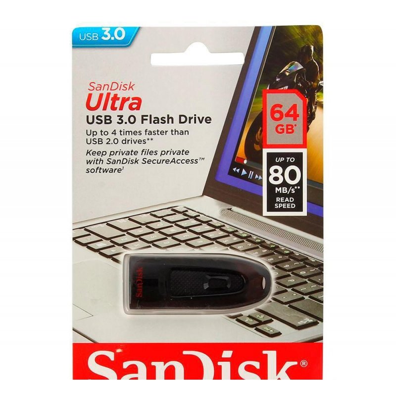 Флэш-диск 64 GB, SANDISK Ultra, USB 3.0, черный