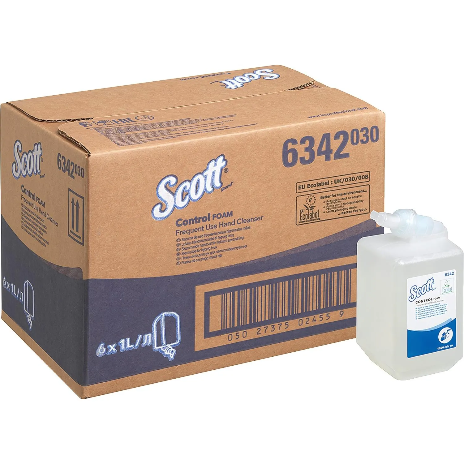 Картридж с жидким мылом-пеной для рук Kimberly-Clark Scott Control 6342 1000 мл (6 штук в упаковке)