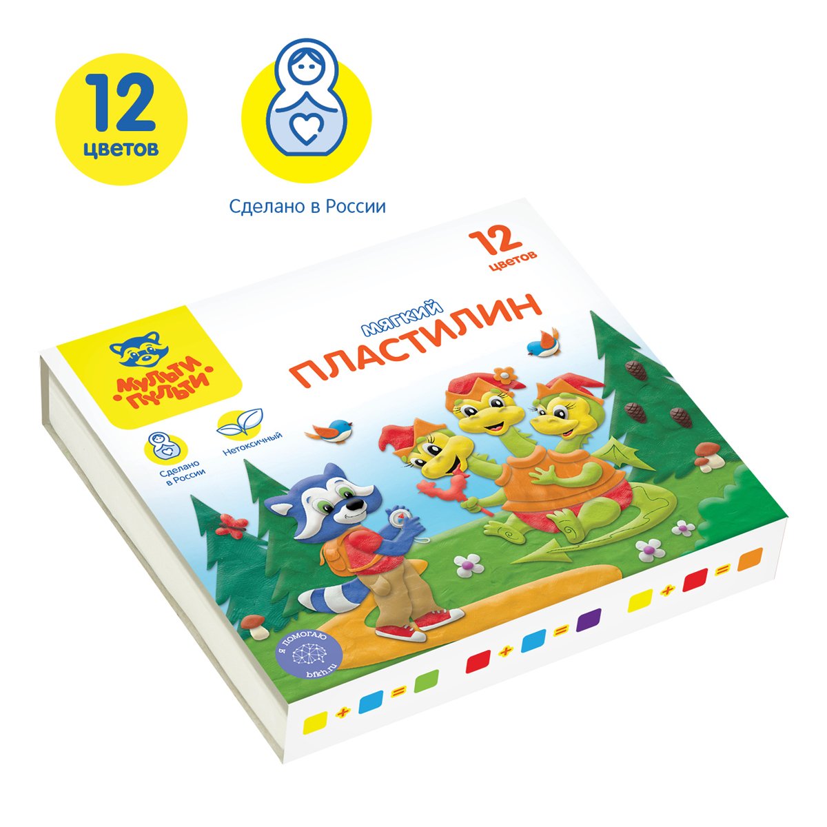 Пластилин Мульти-Пульти «Енот в сказке», 12 цветов, 120г, картон