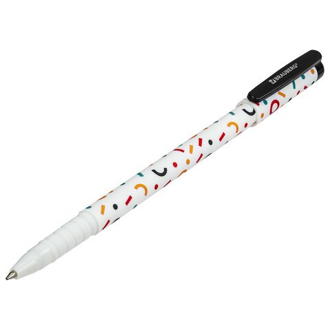 Ручка шариковая BRAUBERG SOFT TOUCH GRIP «CONFETTI», СИНЯЯ, мягкое покрытие, узел 0.7 мм
