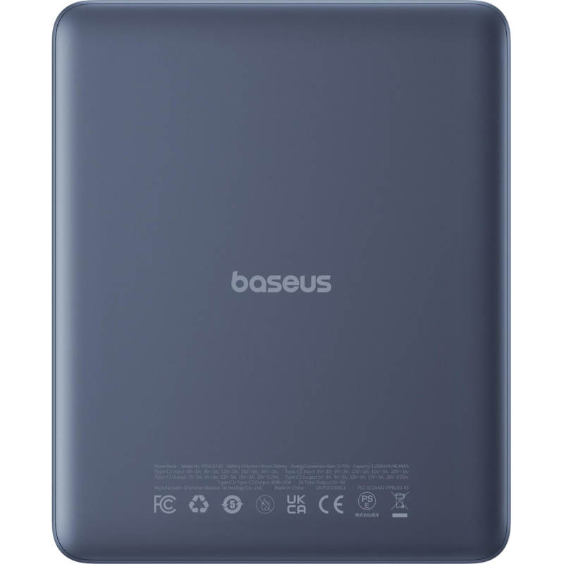 Внешний аккумулятор Baseus Blade2 DGT 12KmAh65W+каб BLBK BAS-P1006380132300