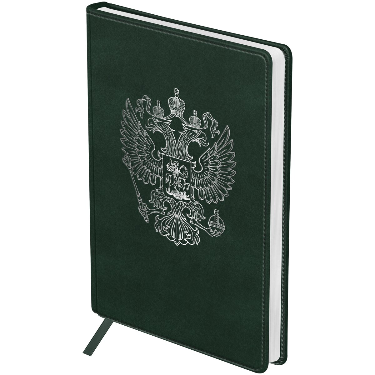 превью Ежедневник недатированный, А5, 160л., твердый переплет, кожзам, BG «Орел» зеленый