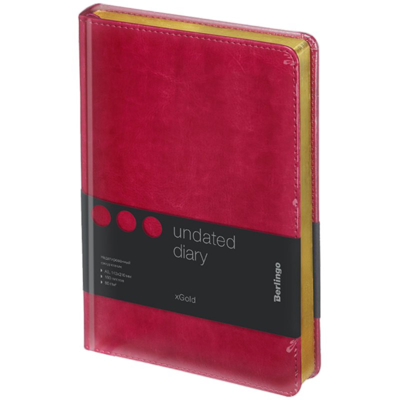 Ежедневник недатир. A5, 160л., кожзам, Berlingo «xGold», зол. срез, фуксия