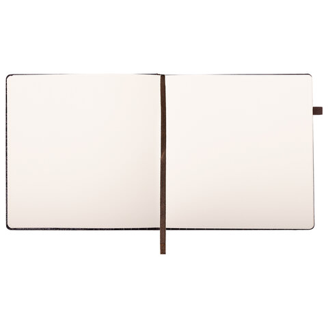 Скетчбук, слоновая кость 140 г/м2, 200×200 мм, 80 л., КОЖЗАМ, резинка, BRAUBERG ART CLASSIC, CROCO, коричневый