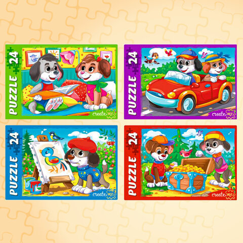 Пазлы картонные 24 элементаКОМПЛЕКТ 32 шт. поле 17.5 х 13 смРК