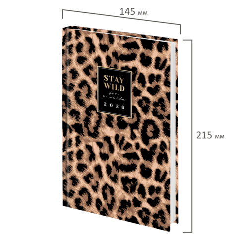 Ежедневник датированный 2026 145×215 мм, А5, STAFF, ламинированная обложка, «Leopard»