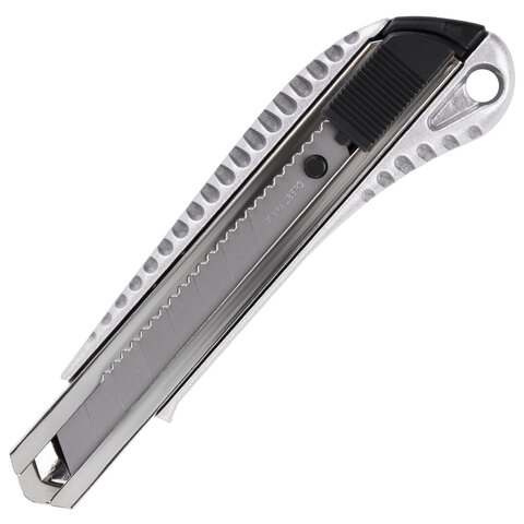 Нож канцелярский 18 мм, КОМПЛЕКТ 2 штуки + 10 ЛЕЗВИЙ, BRAUBERG Metallic, металлический корпус