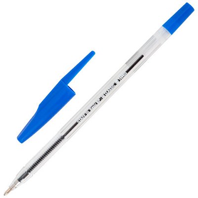 Ручка шариковая STAFF «Basic BP-66 CLASSIC», СИНЯЯ, корпус прозрачный, узел 1 мм, линия письма 0.5 мм