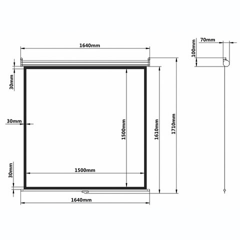 Экран проекционный настенный (150×150 см), матовый, 1:1, BRAUBERG «WALL»
