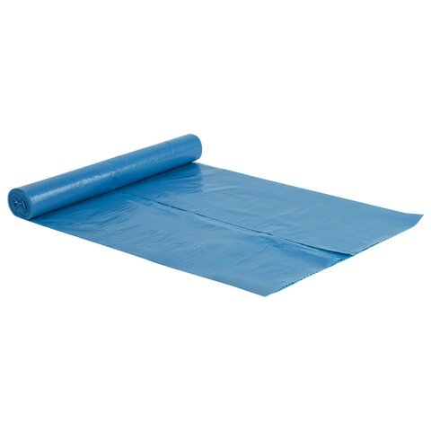 Мешки для мусора 120 л, синие, в рулоне 10 шт., ПВД, 40 мкм, 70×110 см (±5%), особо прочные, ОФИСМАГ