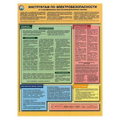 Плакат информационный Инструктаж по электробезопасности, A2.1 лист