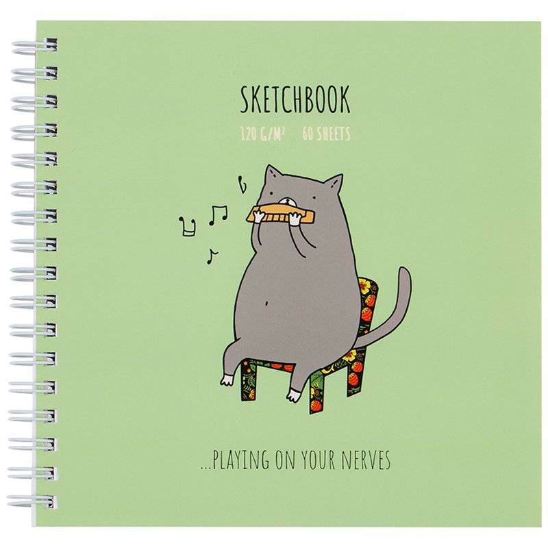 Скетчбук 60л. 150×150 на гребне MESHU «Harmonicat», 120 г/м2