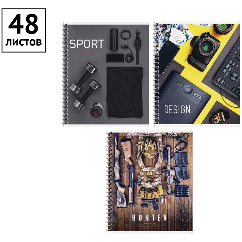 Тетрадь 48л., А5, клетка на гребне ArtSpace «Men's passion», ВД-лак