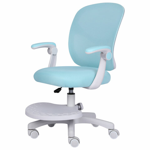 Кресло детское с подставкой для ног BRABIX «Toy MG-205», сетка/ткань TW, голубое