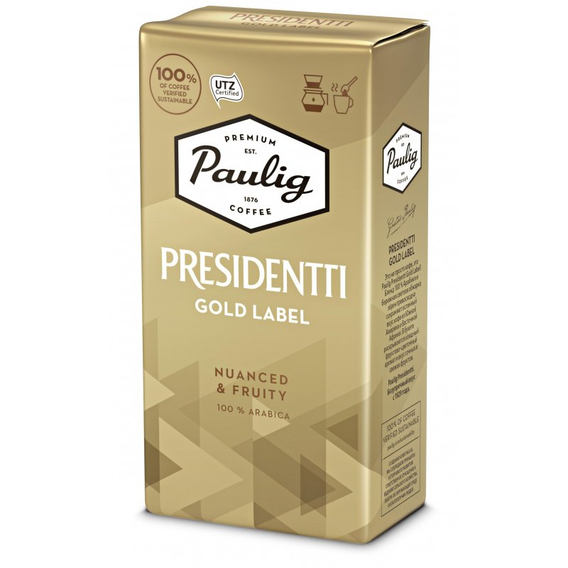 Кофе молотый PAULIG (Паулиг) «Presidentti Gold Lable», натуральный, 250 г, вакуумная упаковка