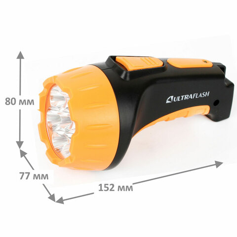 Фонарь аккумуляторный ULTRAFLASH 7хLED, 2 режима, выдвижная вилка, заряд от сети