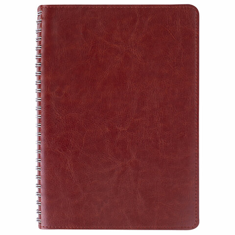 Тетрадь А5 (148×218 мм), BRAUBERG «Office PRO», под кожу, гребень, 80 л., коричневая, 111044