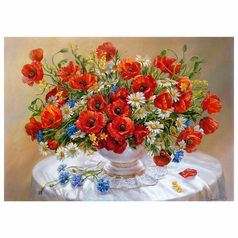 Картина стразами (алмазная мозаика), 30×40 см, ОСТРОВ СОКРОВИЩ «Маки», без подрамника