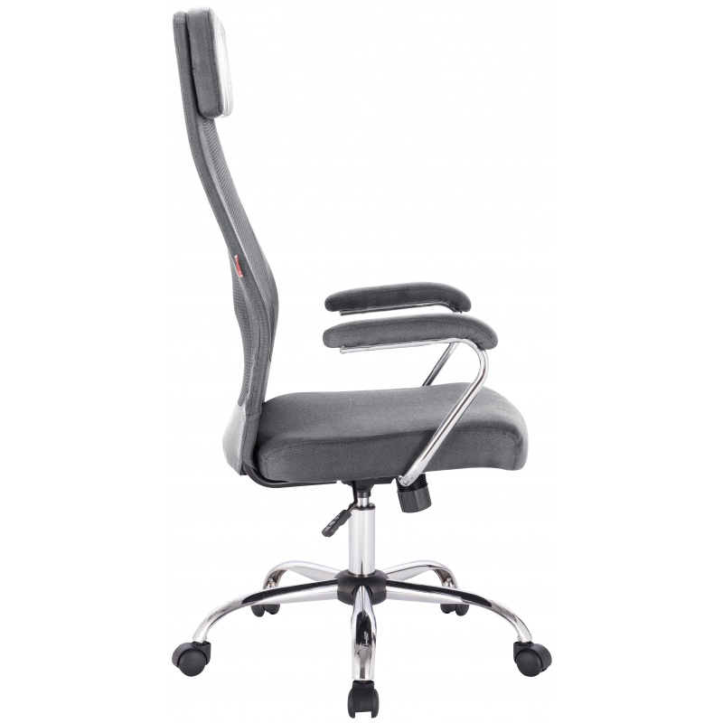 Кресло для руководителя Easy Chair 591 TC черное/серое (сетка/ткань/хромированный металл)