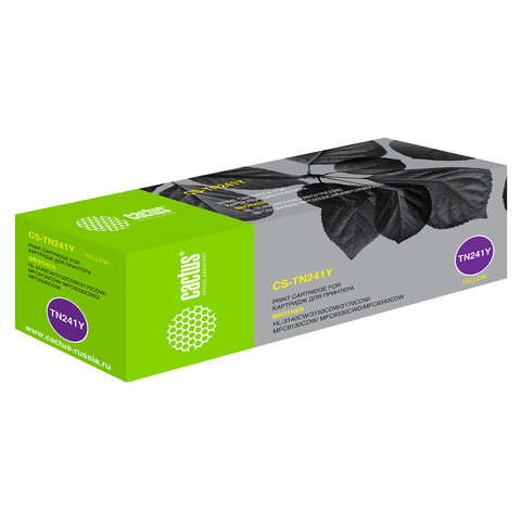 превью Картридж лазерный CACTUS (CS-TN241Y) для BROTHER HL-3140CW/DCP-9020CDW, желтый, ресурс 1400 стр. 