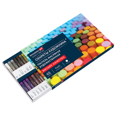 Пастель масляная художественная BRAUBERG ART «Секреты художника», 48 цветов, круглое сечение