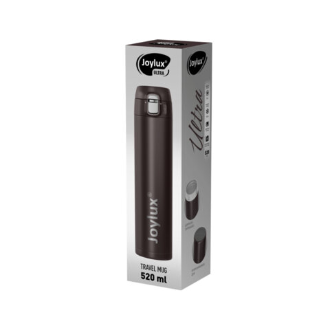 Термокружка 520 мл JOYLUX (ДЖОЙЛЮКС) ULTRA BROWN, нержавеющая сталь SUS304, коричневый матовый