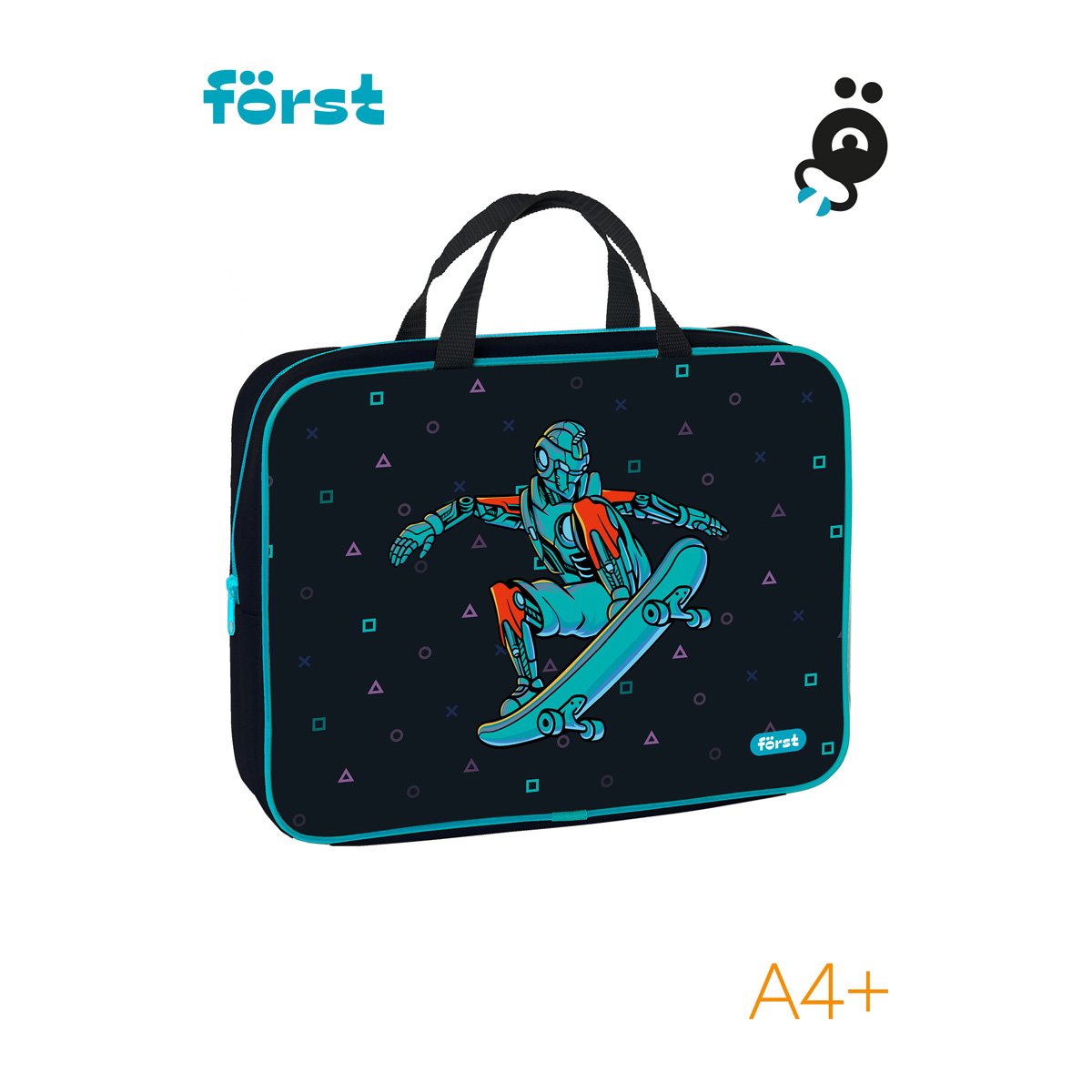 Папка текстильная с ручками 1 отделение, А4 Först «Neo skater», 350×265×80мм, текстиль, на молнии