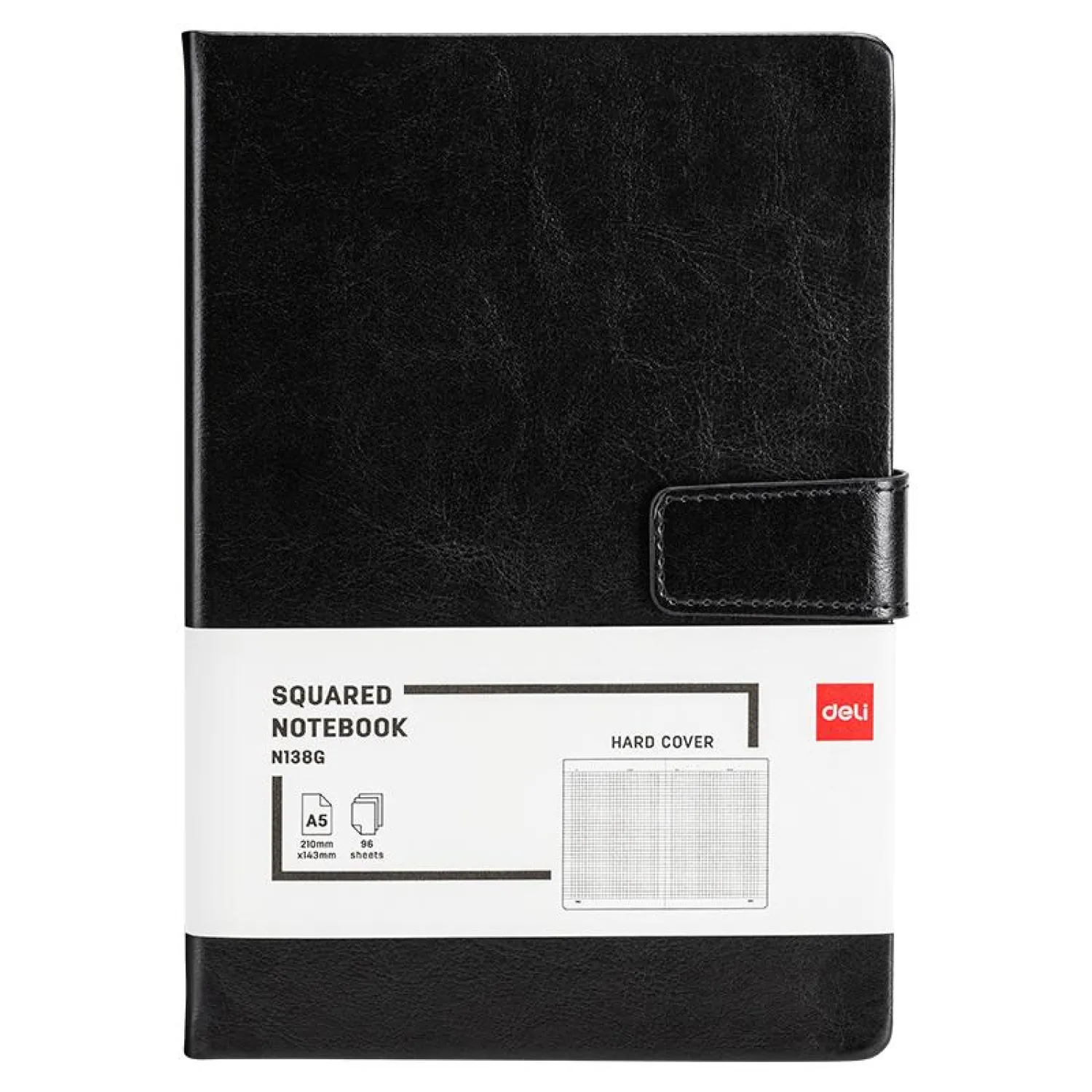 превью Бизнес-блокнот Deli Squared Notebook А5 96 листов чёрный в клетку на сшивке