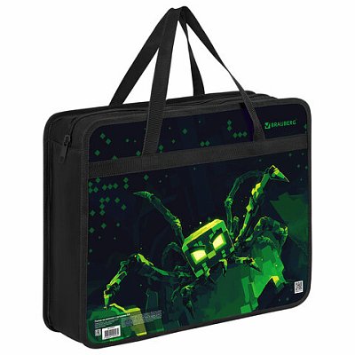 Папка на молнии с ручками BRAUBERG А4, 1 отделение, пластик, 80 мм, «Ominous spider»
