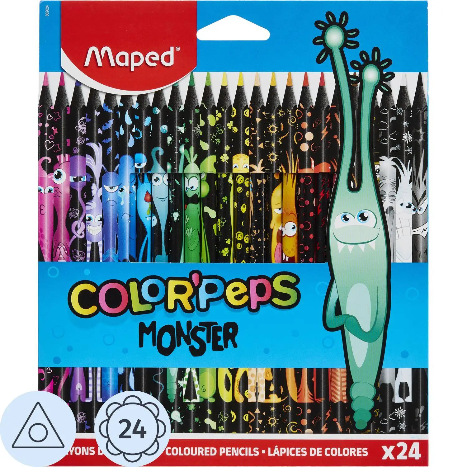 Карандаши цветные Maped Color'Peps Monster 24 цвета трехгранные