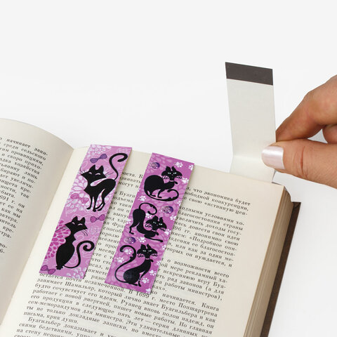 Закладки для книг с магнитом «ГЛАМУР», набор 6 шт., блестки, 25×196 мм, ЮНЛАНДИЯ, 111640
