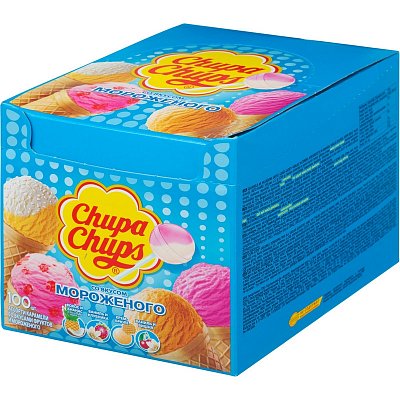 Карамель на палочке Chupa Chups Мороженое (100 штук в упаковке)