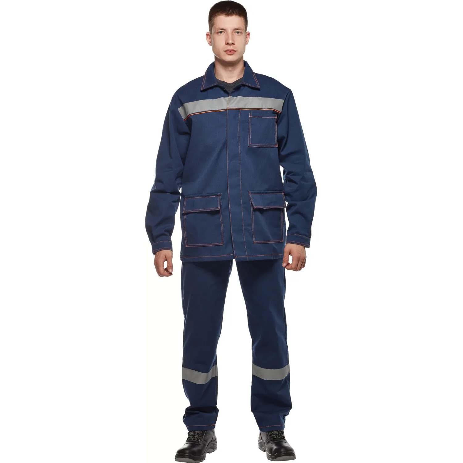 превью Костюм рабочий летний мужской л28-КПК деним с СОП синий (размер 88-92 (44-46), рост 170-176)