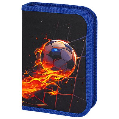 Пенал BRAUBERG, 1 отделение, 2 откидные планки, полиэстер, 21×14 см, «Burning ball»