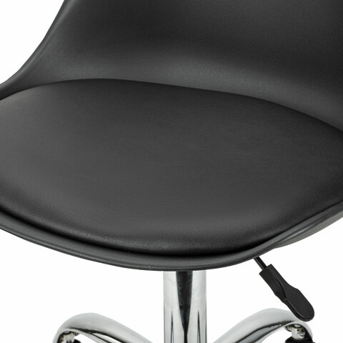 Кресло стул BRABIX «Eames MG-310 CH», хром, пластик черный, экокожа черная