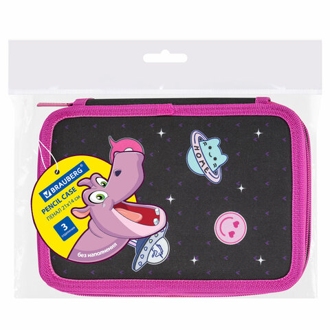 Пенал BRAUBERG, 3 отделения, полиэстер, 21×14 см, «Space sweets»