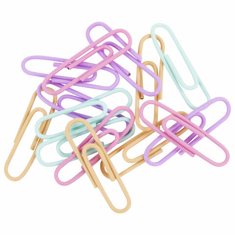 Скрепки BRAUBERG PASTEL28 ммпастельные цвета100 шт. в пластиковой коробке271956