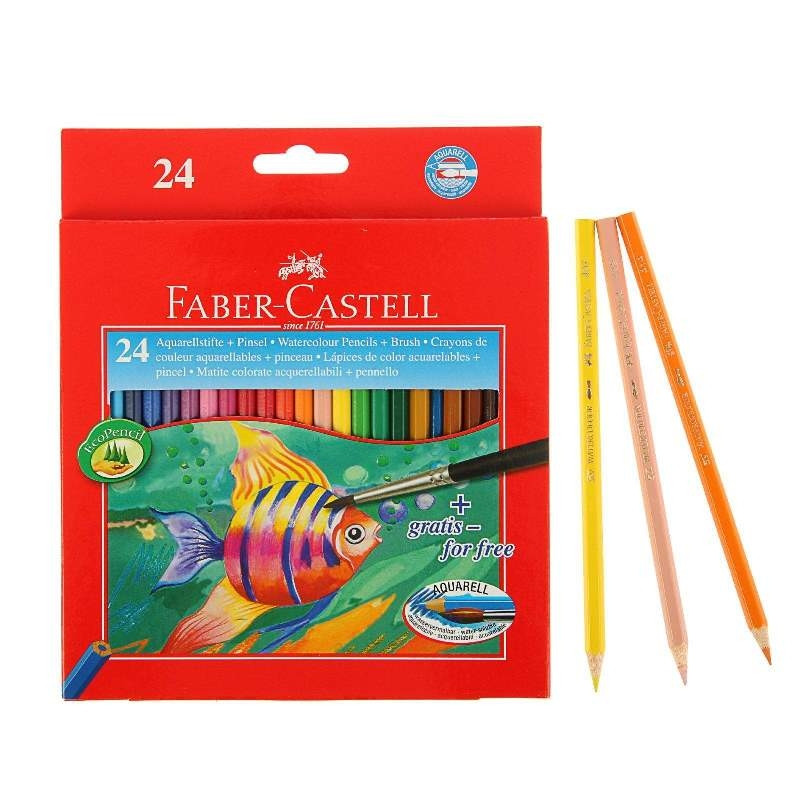 Карандаши цветные акварельные FABER-CASTELL «Colour Pencils», 24 цвета + кисть