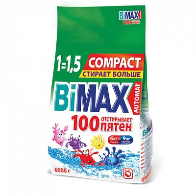 Стиральный порошок-автомат BIMAX, 6 кг, «100 пятен»